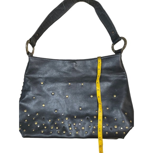 Nine West Handbag Women's Black Shoulder Bag Wide‎ Strap Studded Magnet Snap - Picture 12 of 15